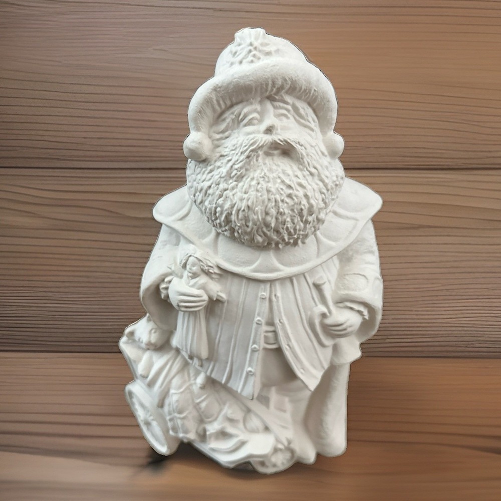 Rare Antique Santa with Toy Cart:‎ Ceramic Bisque Ready to Paint